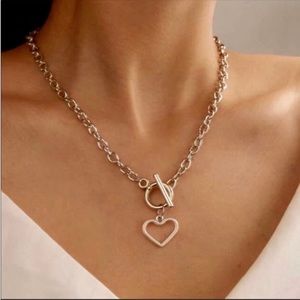 Last🆕Chain heart lock silver choker necklace boho